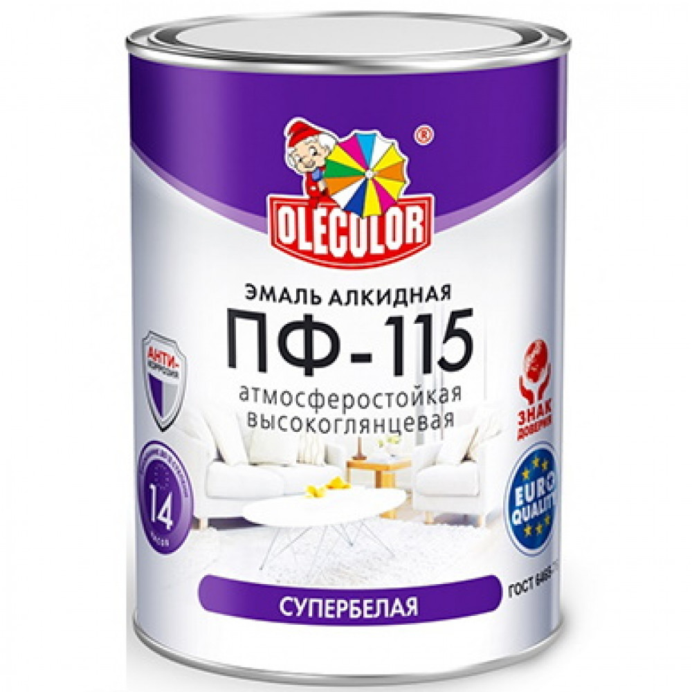 Эмаль ПФ-115 алкидная кремовый 0,8кг "OLECOLOR"