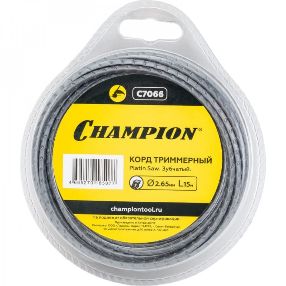 Леска для триммеров Platin Saw (2.65 мм; 15 м; зубчатый) CHAMPION C7066