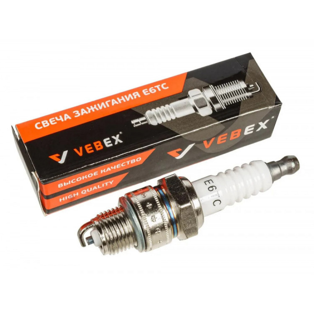 Свеча зажигания VEBEX E6TC (для 4-х тактных двигателей, М14х1.25х12.7мм короткая)
