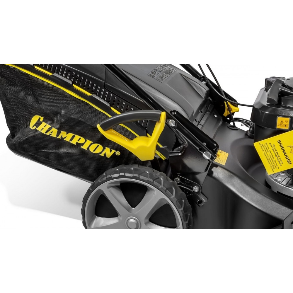 Газонокосилка CHAMPION LM5344 (PRO 4,4кВт привод 525мм 65л 25-75мм 1рычаг/6, 38кг 4в1)